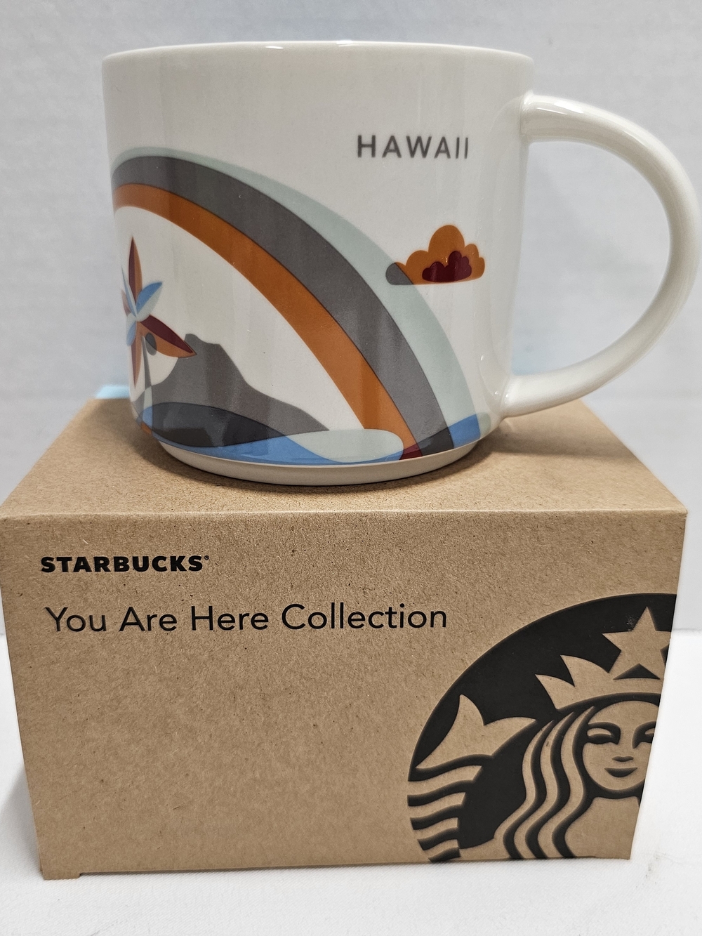 Starbucks You Are Here Collection Hawaii Mug - White with Orange & Blue Accent